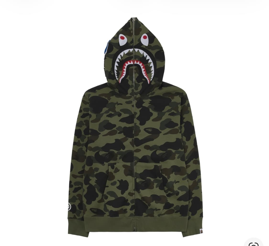 베이프 퍼스트 카모 샤크 후드 아미 그린 s 녹계 베이프 후드집업 상품이미지1