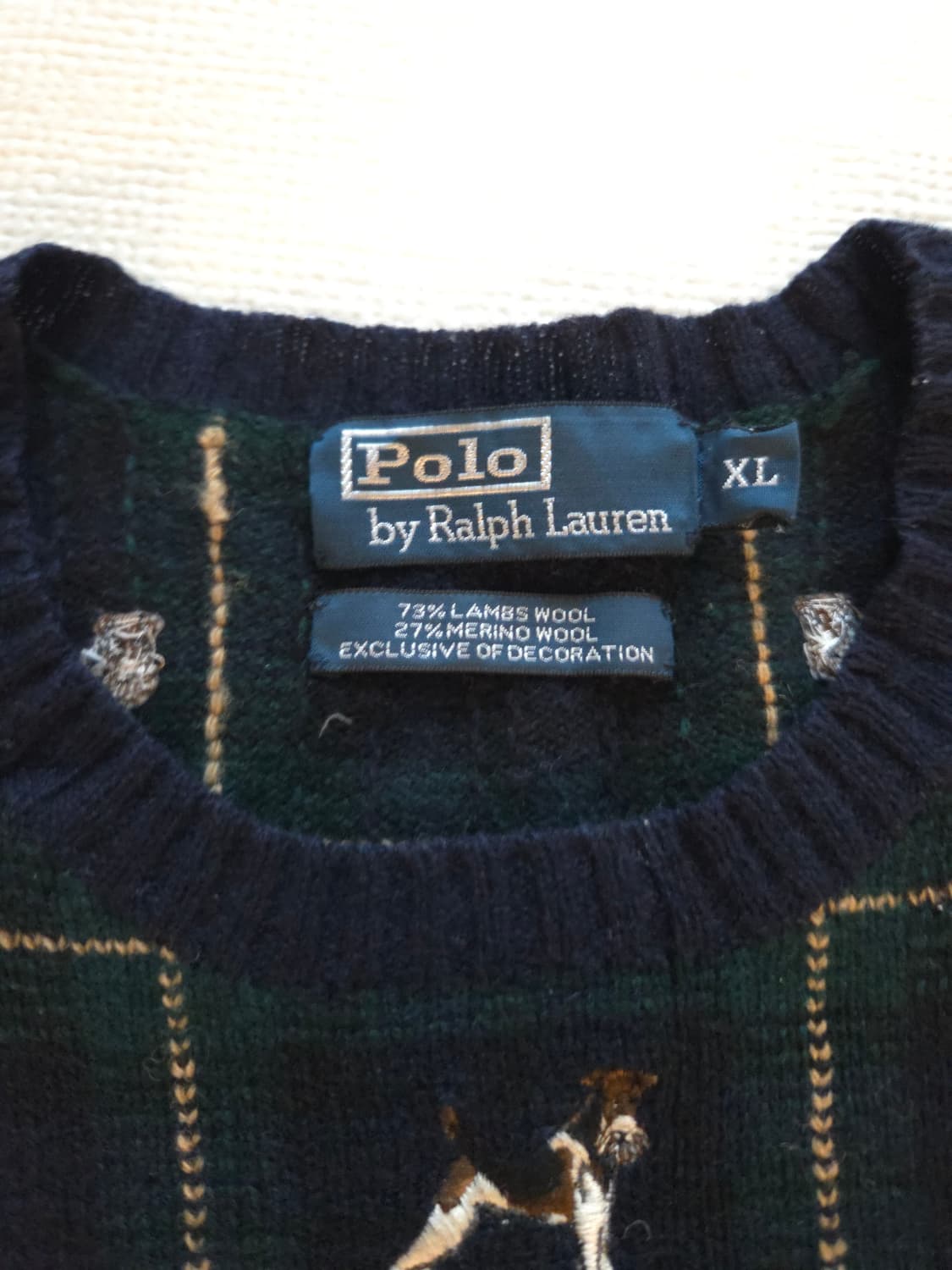 폴로 랄프로렌 도그자수 타탄체크 울 자수 상품이미지2