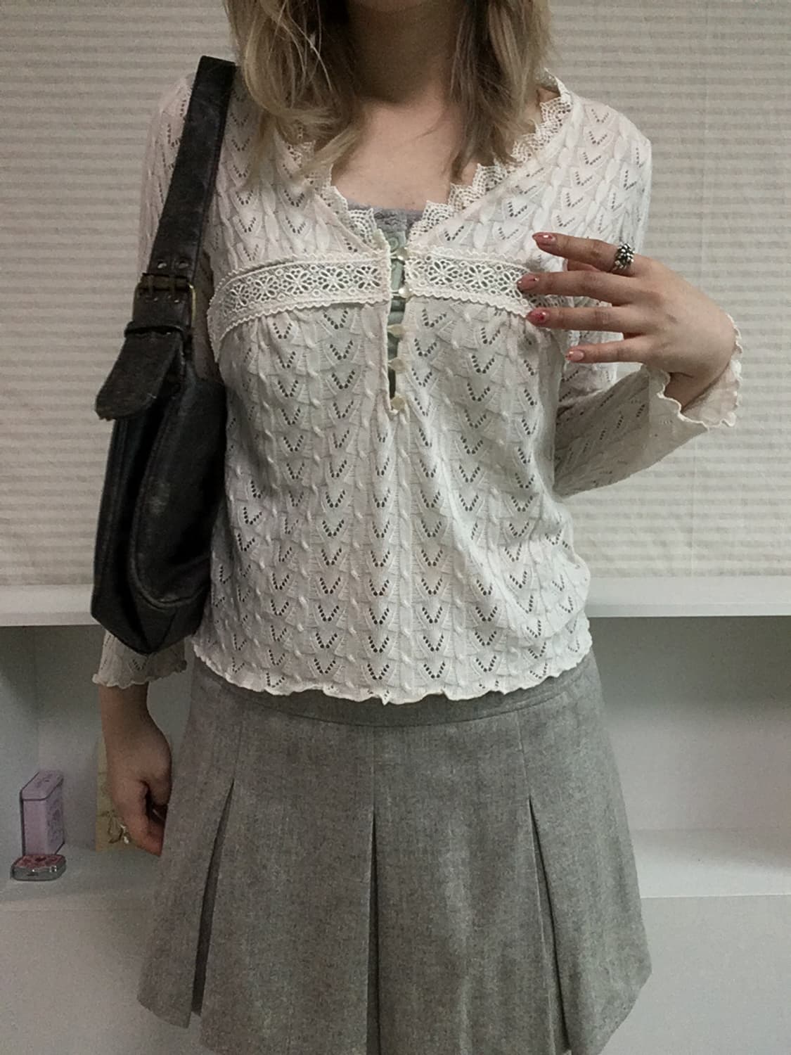 jpn vintage ivory crochet laced cardigan 상품이미지4