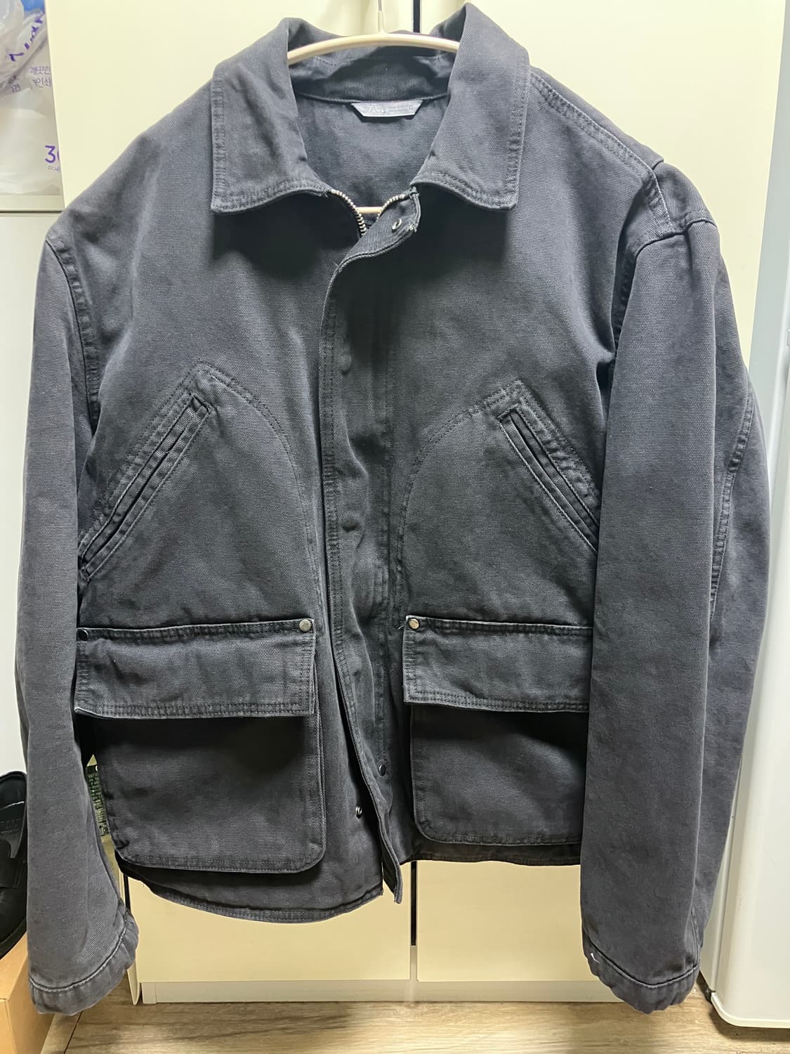 (Xl)플라스틱 프로덕트 맛 릴렉스 핏 워싱 포켓자켓 상품이미지3