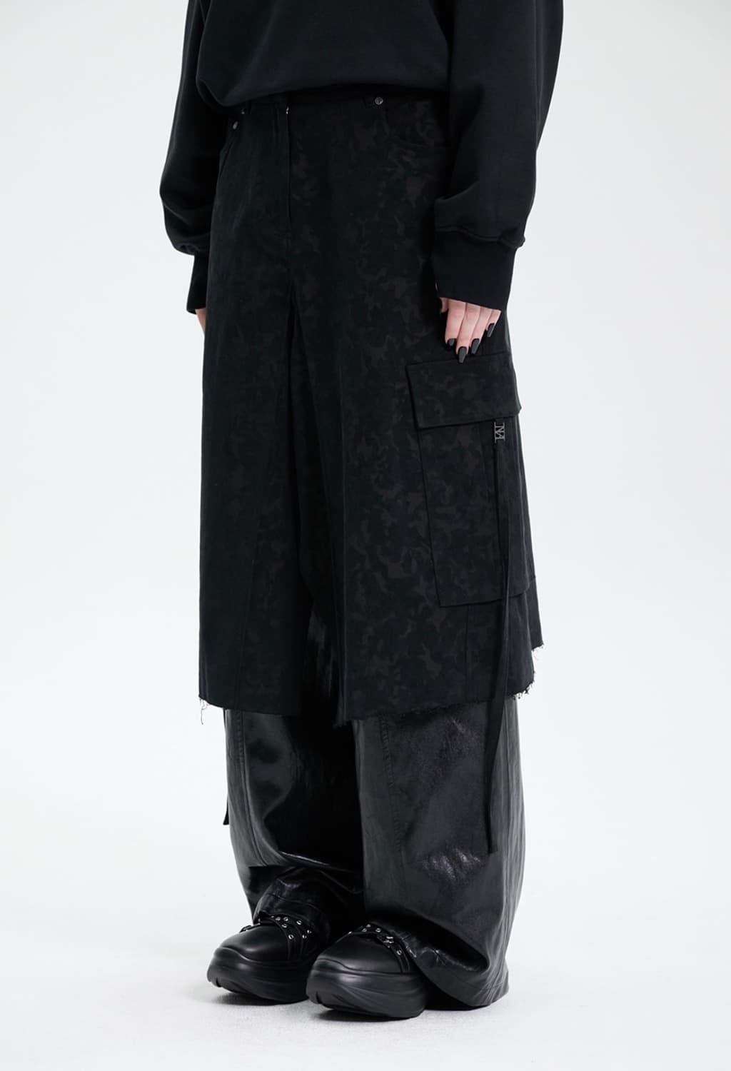 트리밍버드 Camo Bermuda Cargo Skirt 블랙  상품이미지2