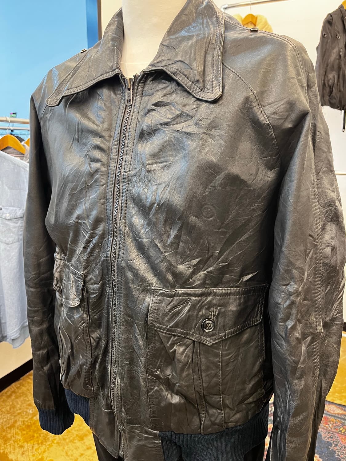 Echtes Leder 리얼 레더 블루종 자켓 상품이미지3