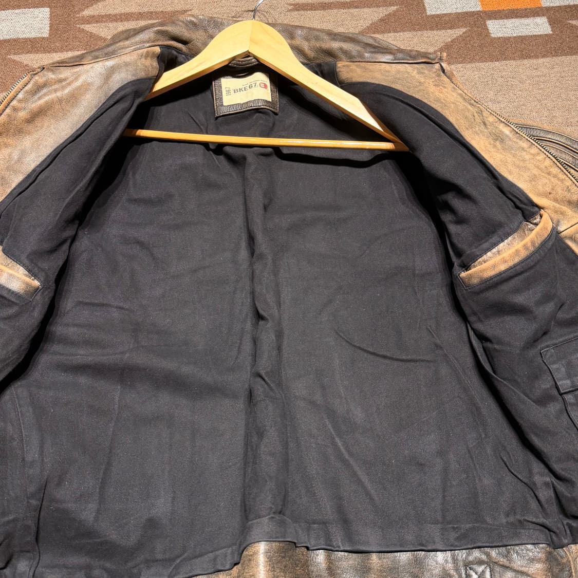 USA Buckle67 헤비 카우레더 스포츠 자켓 L 105 소가죽 상품이미지6