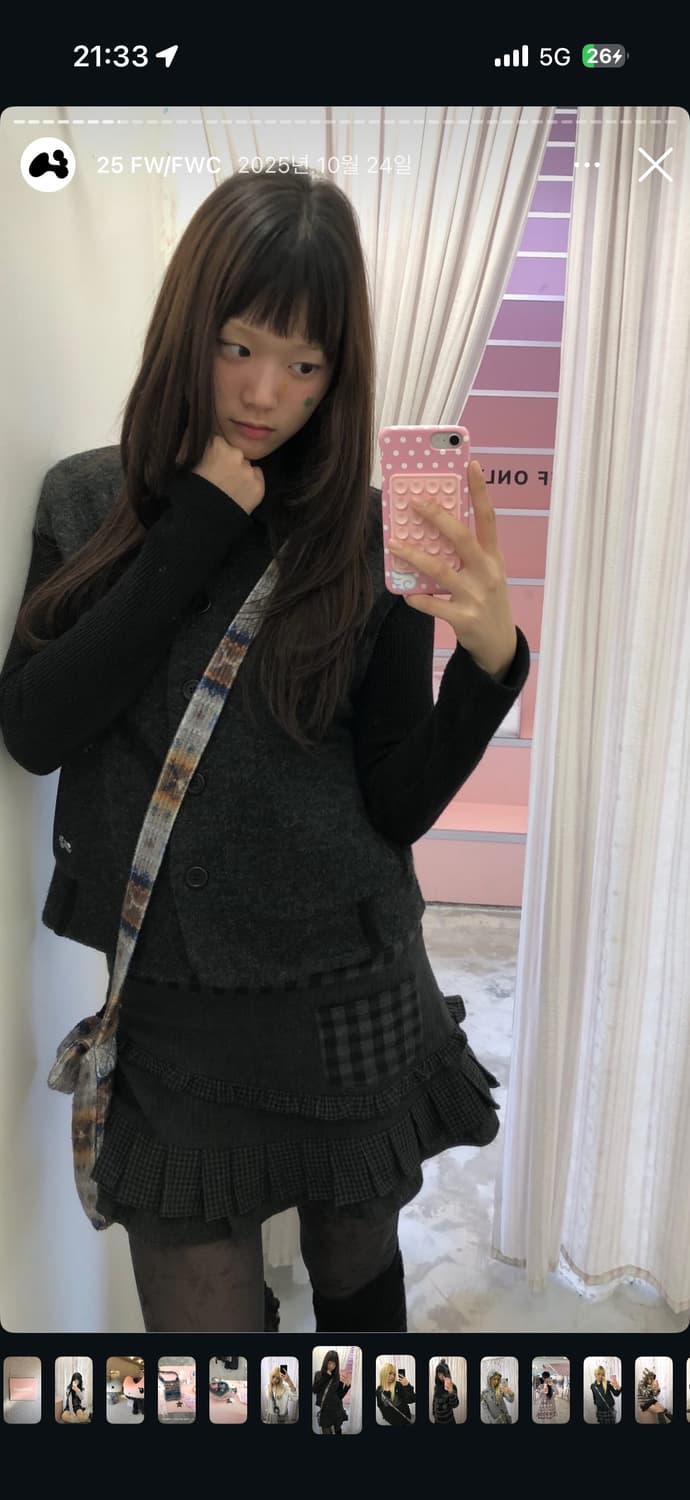 허그유어스킨 라운드 카라 니트 자켓 (차콜) 상품이미지3