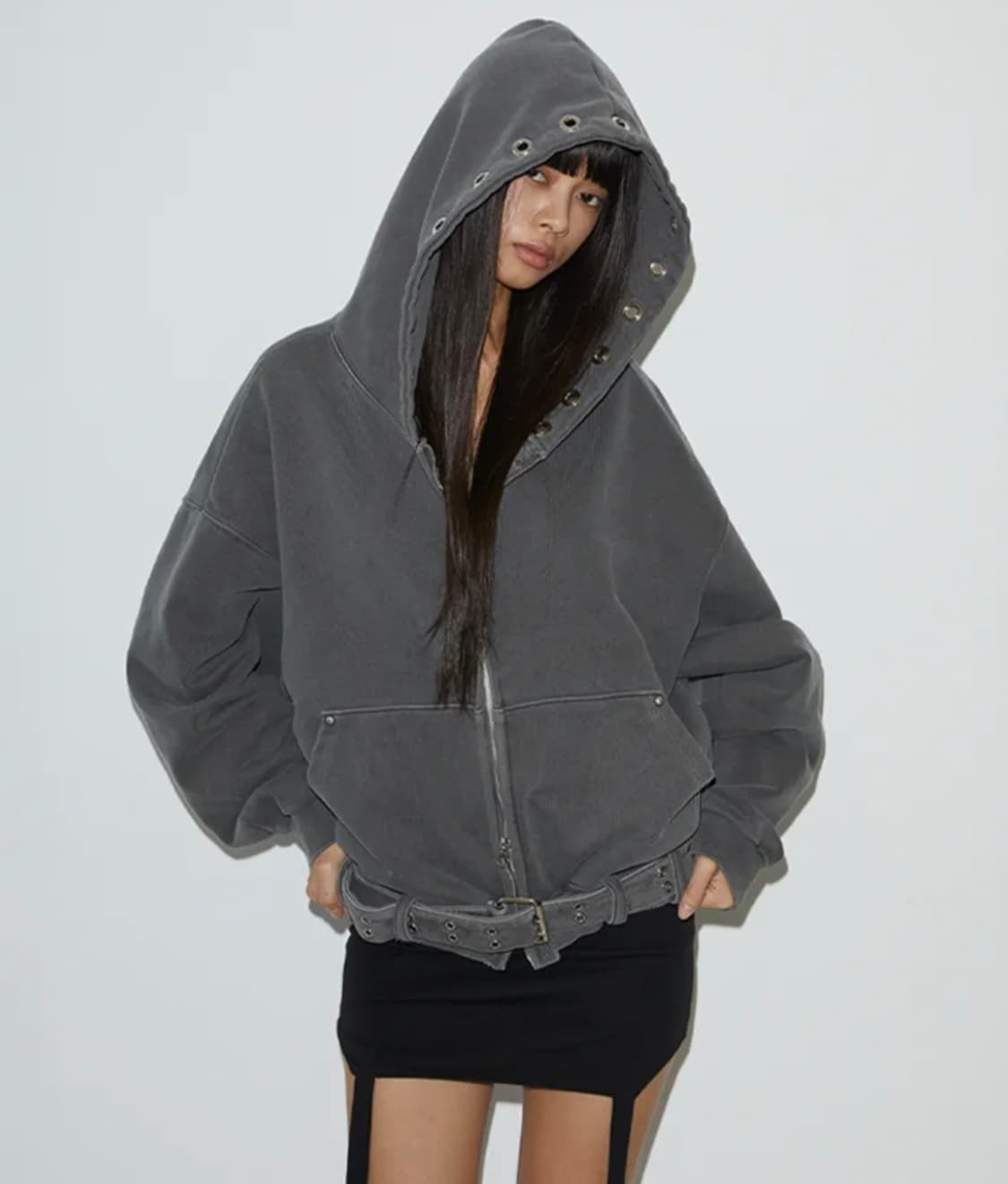 분트 후드집업 voont eyelet belt hood zip-up 상품이미지1