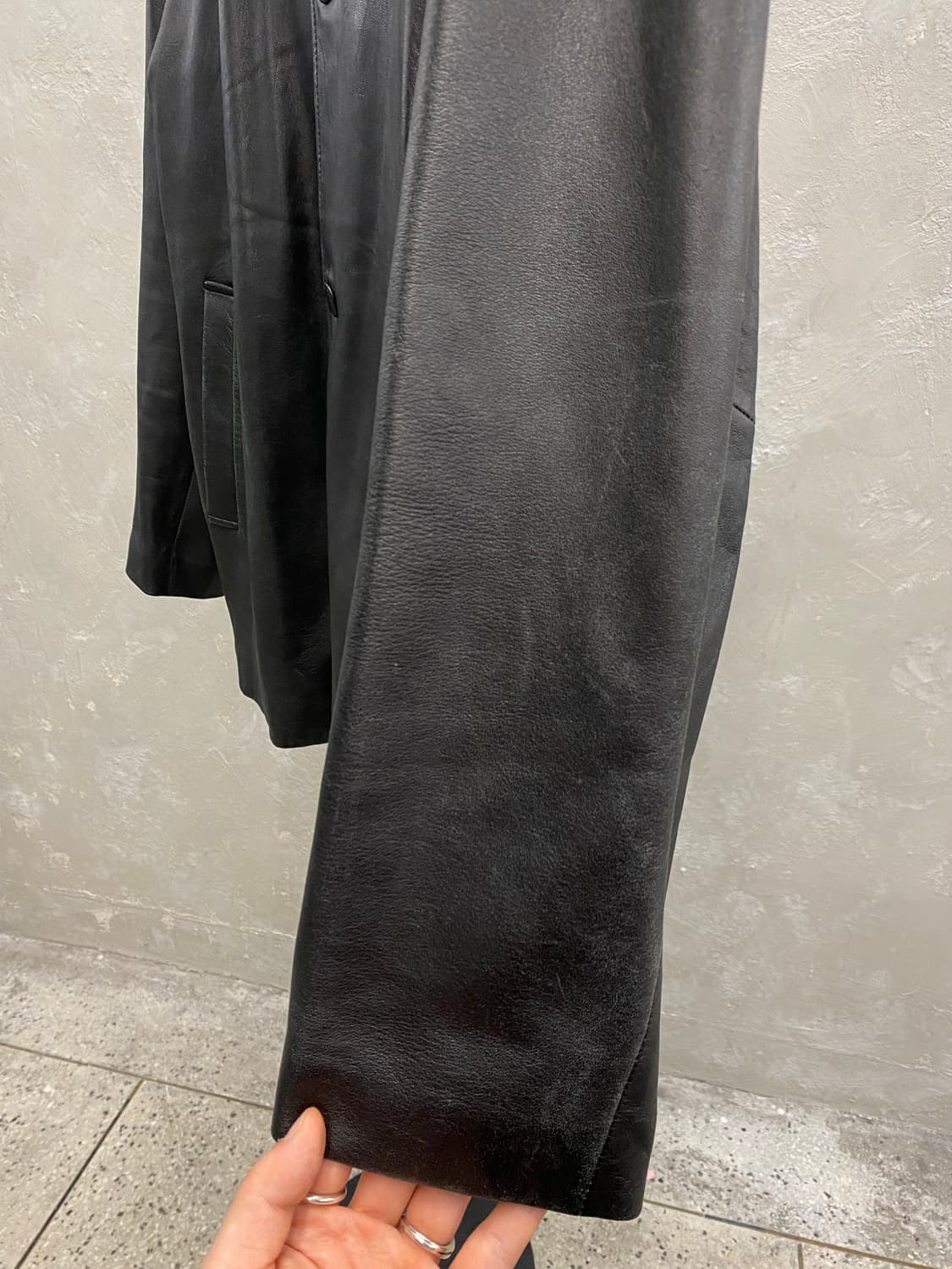 [L] Caruso 카루소 블랙 양가죽 레더 카코트 상품이미지5