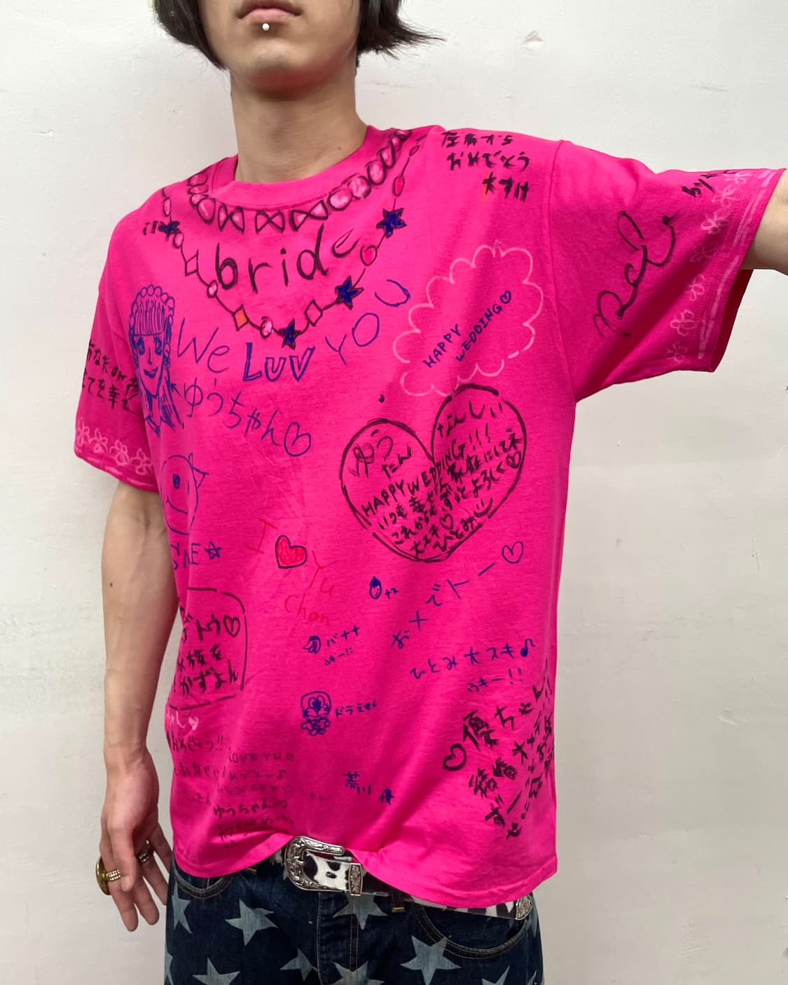 Hand-drawing Girl Doraemon Pink T-shirt  상품이미지4