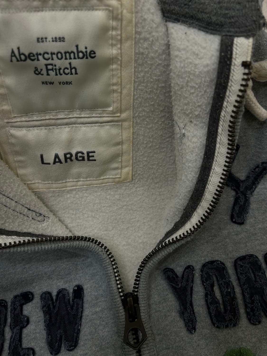 [L]아베크롬비 아치로고 후드집업/그레이/기모 상품이미지5