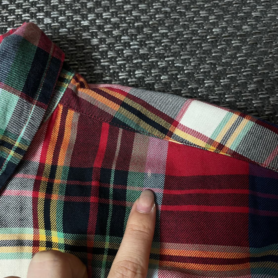 폴로랄프로렌 레드 그린 네이비 멀티 배색 체크 긴팔 셔츠 XL 상품이미지5