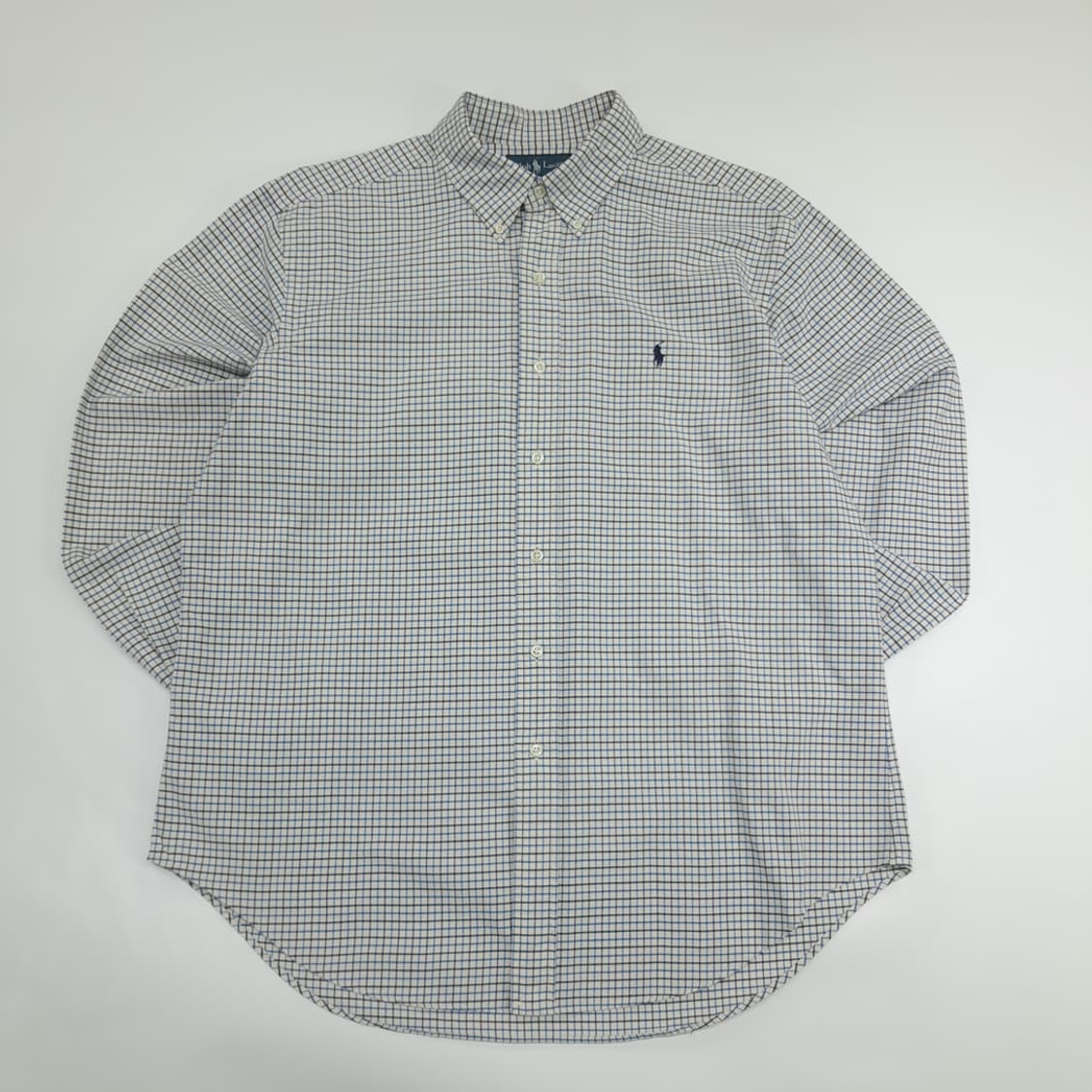 Co868 XL 폴로 랄프로렌 블루블랙 마이크로체크 긴팔 셔츠 남방 상품이미지1