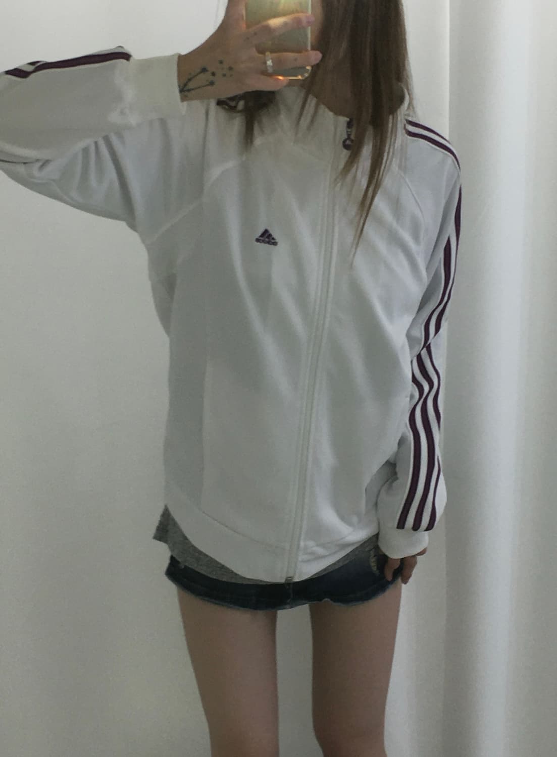 아디다스 아이보리 퍼플라인 레이싱 트랙 집업 상품이미지2