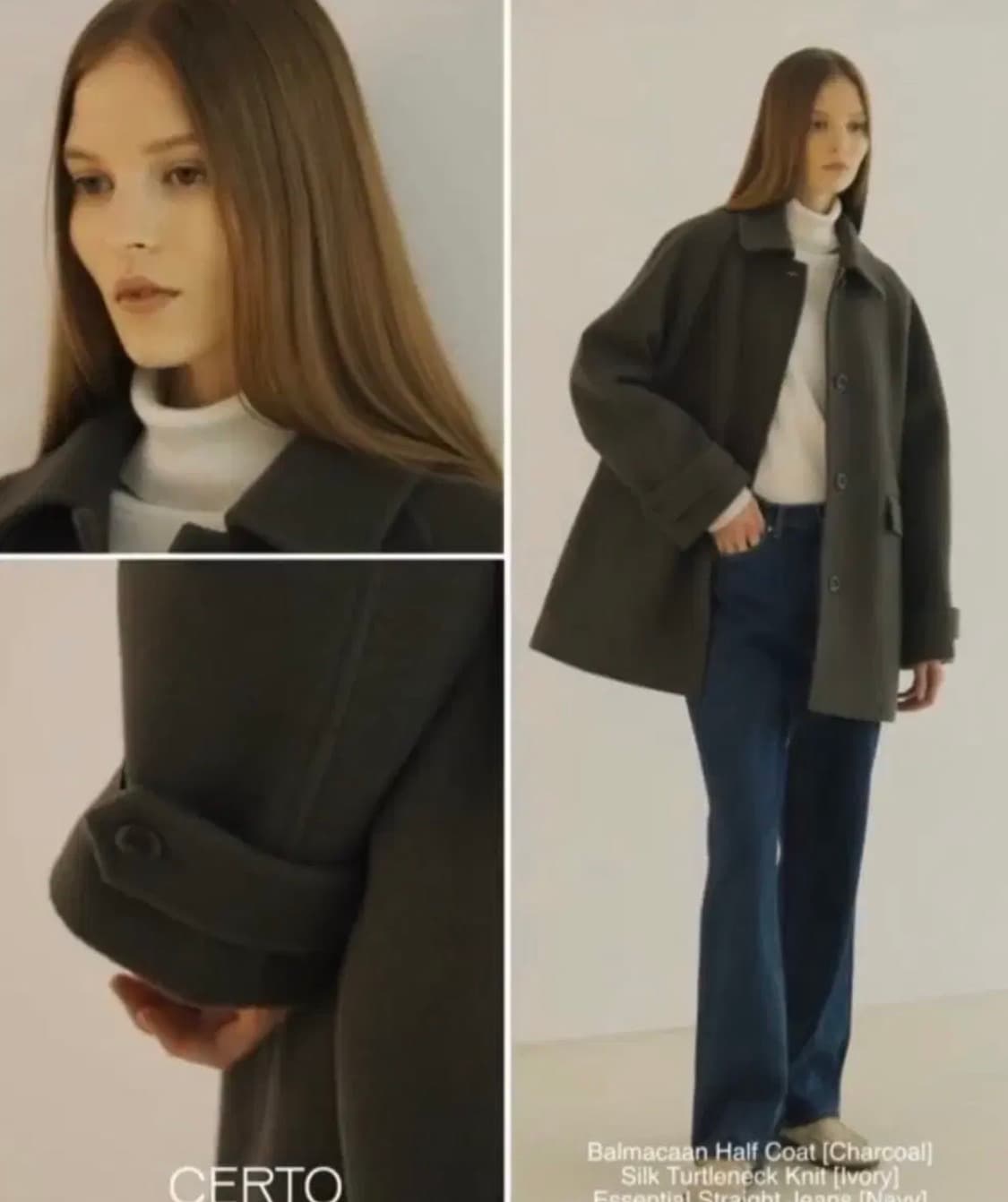 쎄르토 CERTO Balmacaan Half Coat _Charcoal 상품이미지3