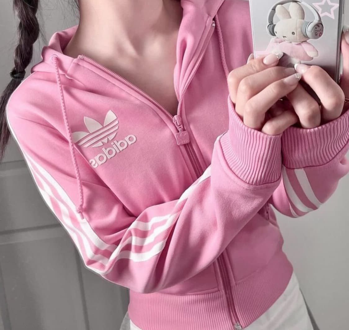 아디다스 빈티지 흰핑 져지 후드집업 핑크 상품이미지1
