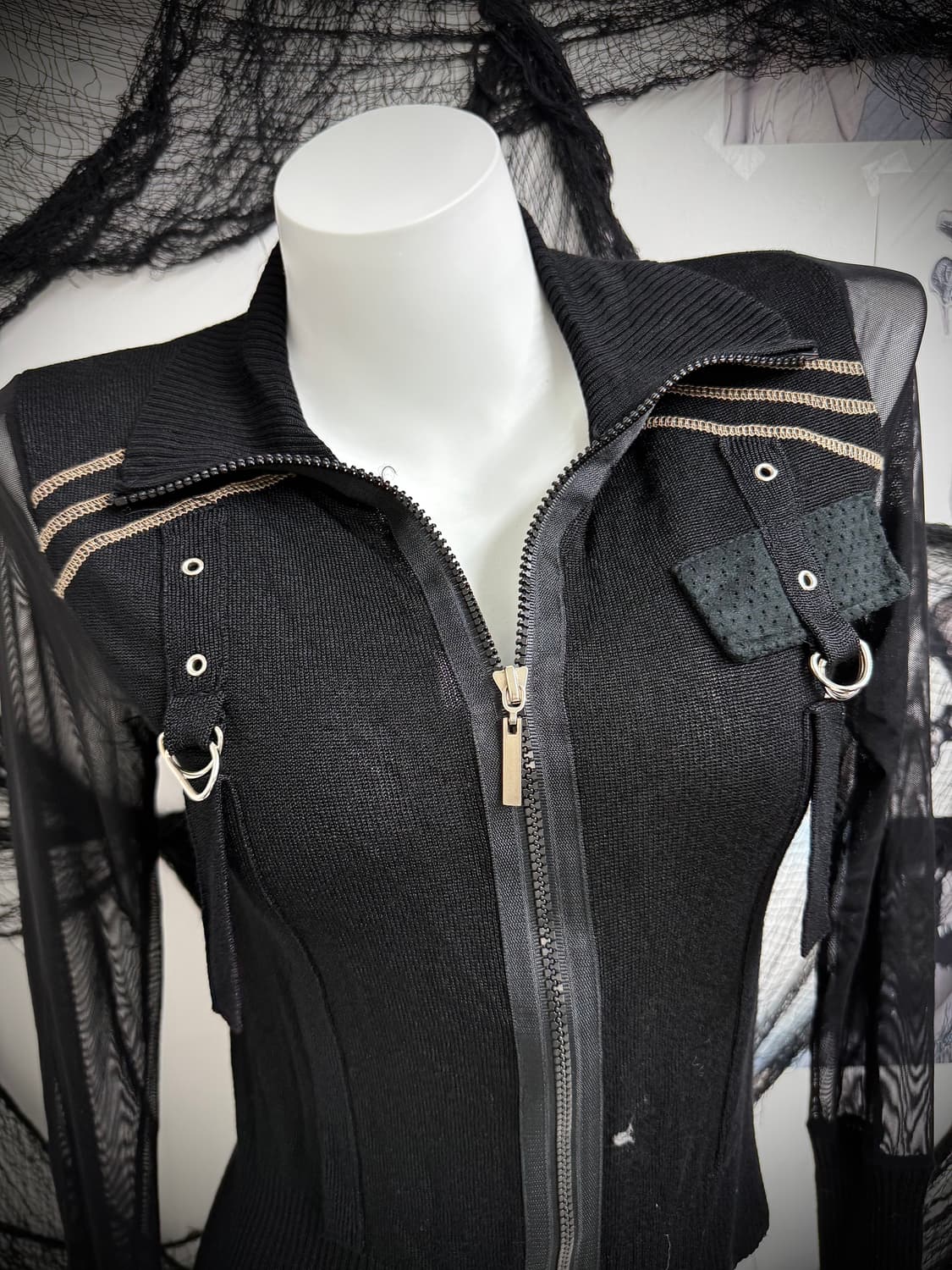 Stitch detailed seethrough zip up 상품이미지6