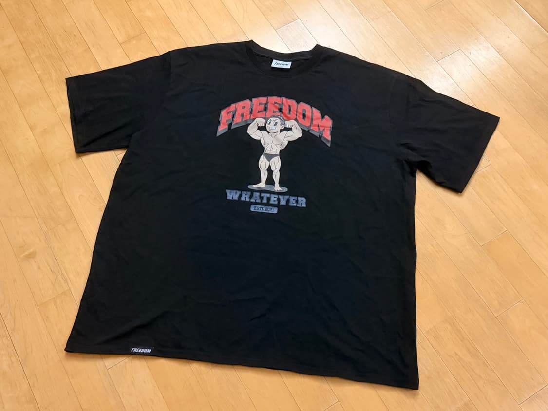 프리덤 더블 바이셉스 맨 프린팅 티셔츠 (블랙) 상품이미지1