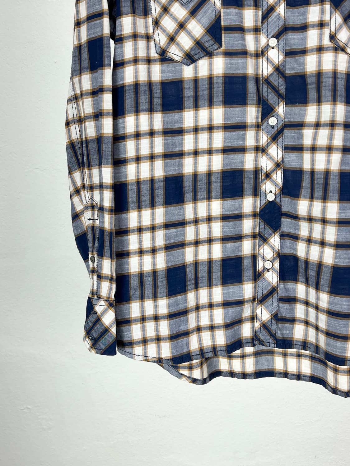 디젤 블루 트윈 포켓 체크 씬 코튼 셔츠 상품이미지4