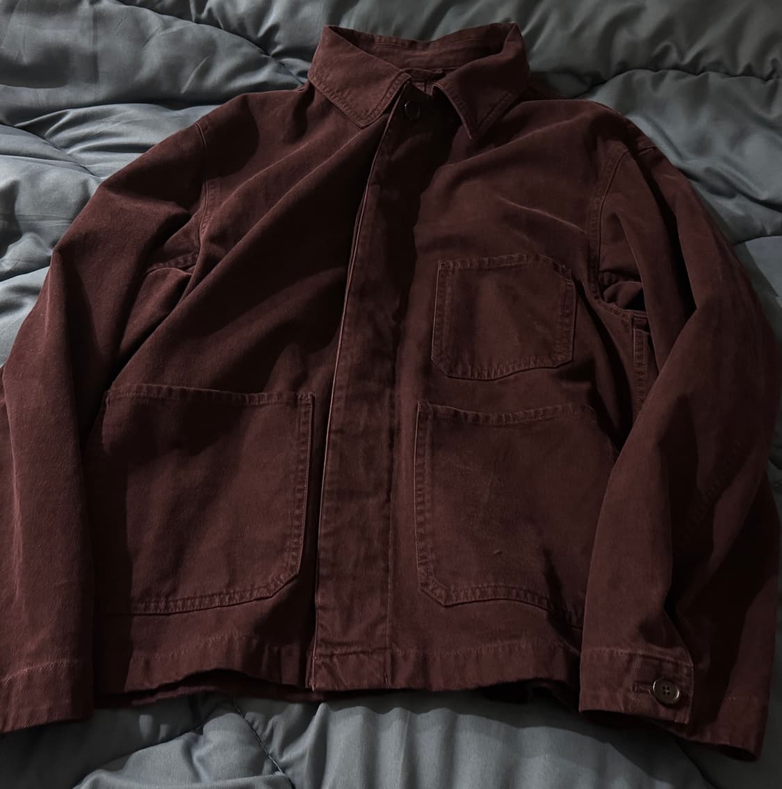 포터리 브러쉬드 코튼 워크 자켓 플럼 1사이즈 상품이미지1