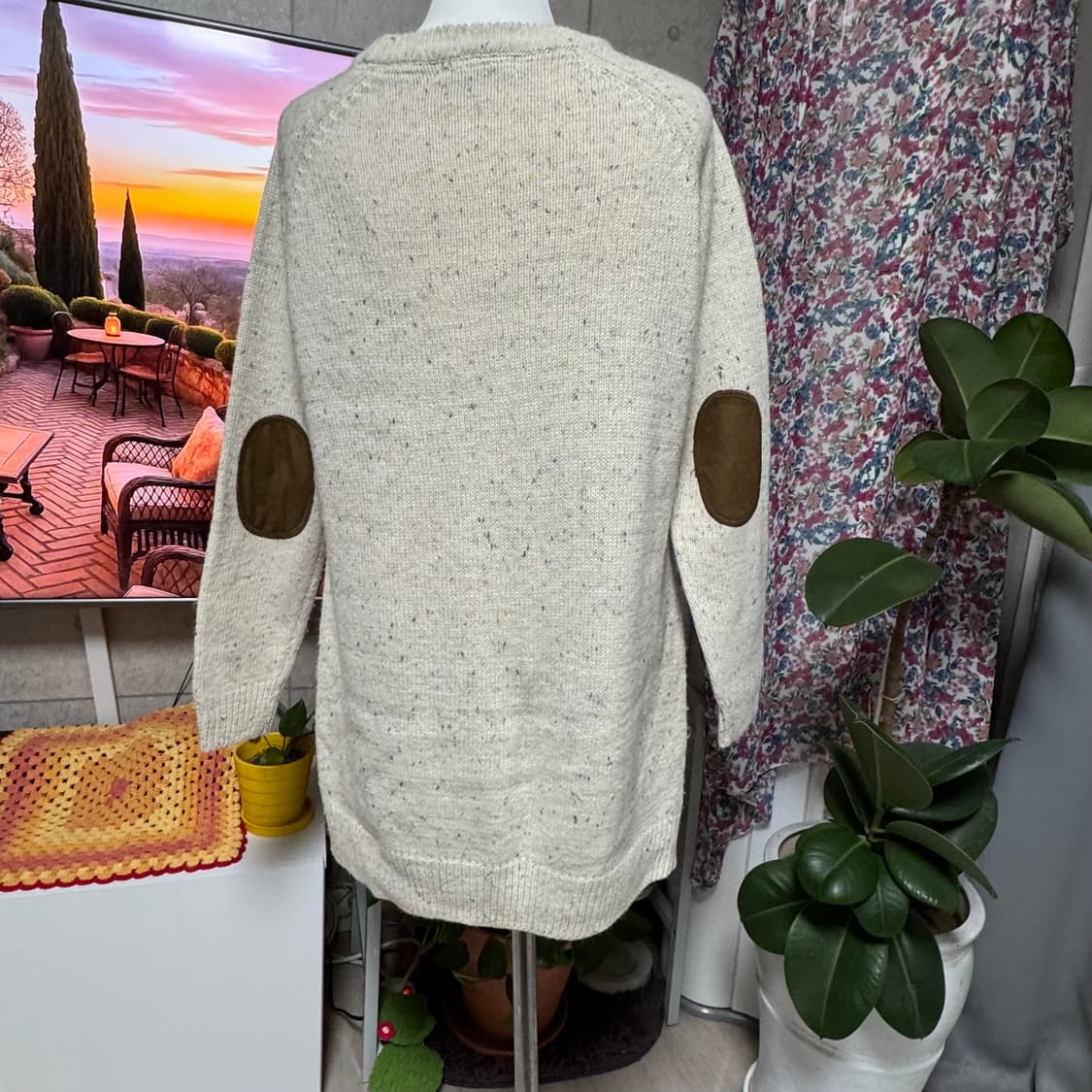 탑텐 아이보리 네프사 엘보패치 롱 니트 상품이미지5