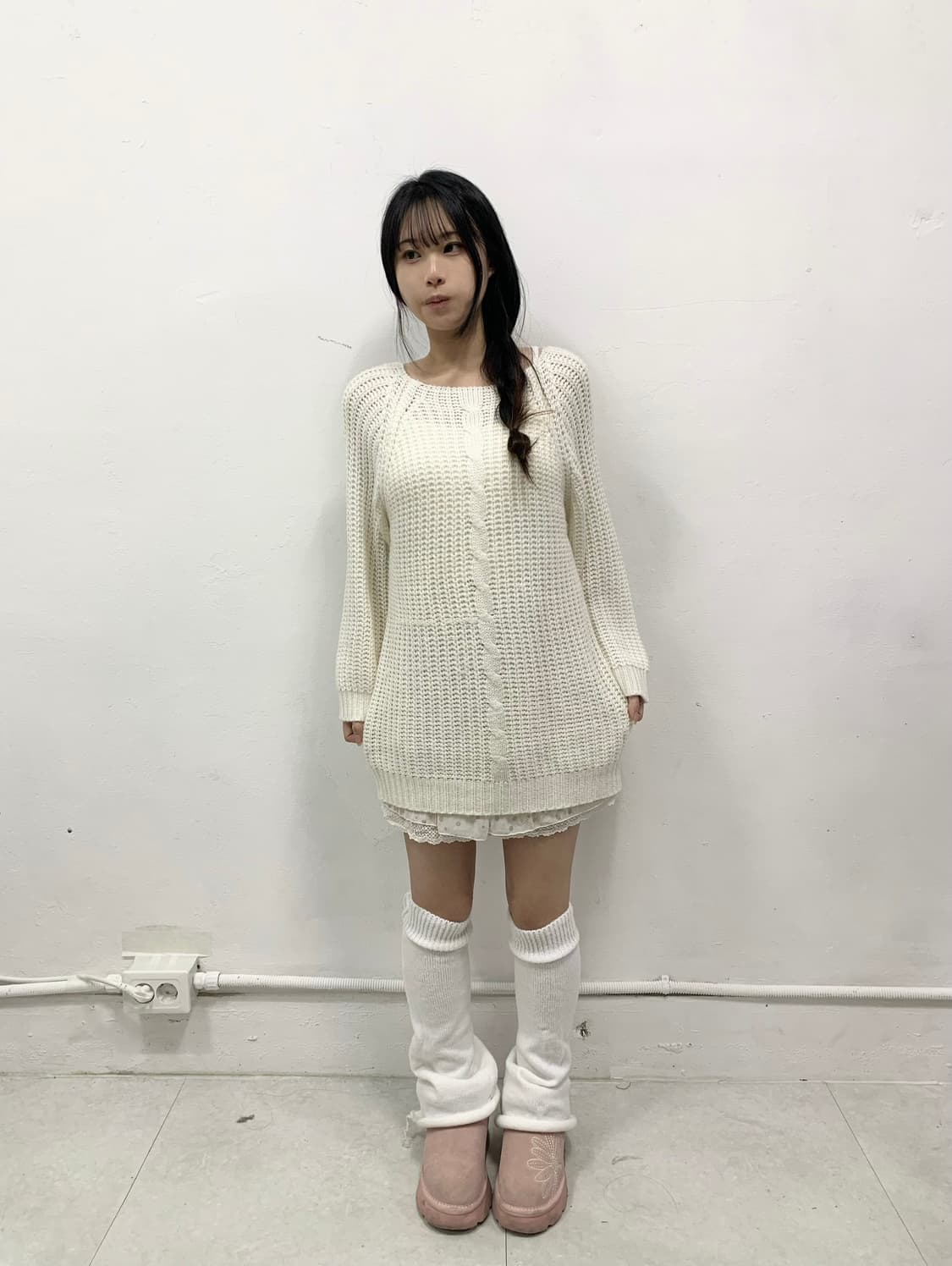 히메갸루 달천깔 리본 니트 원피스 상품이미지2