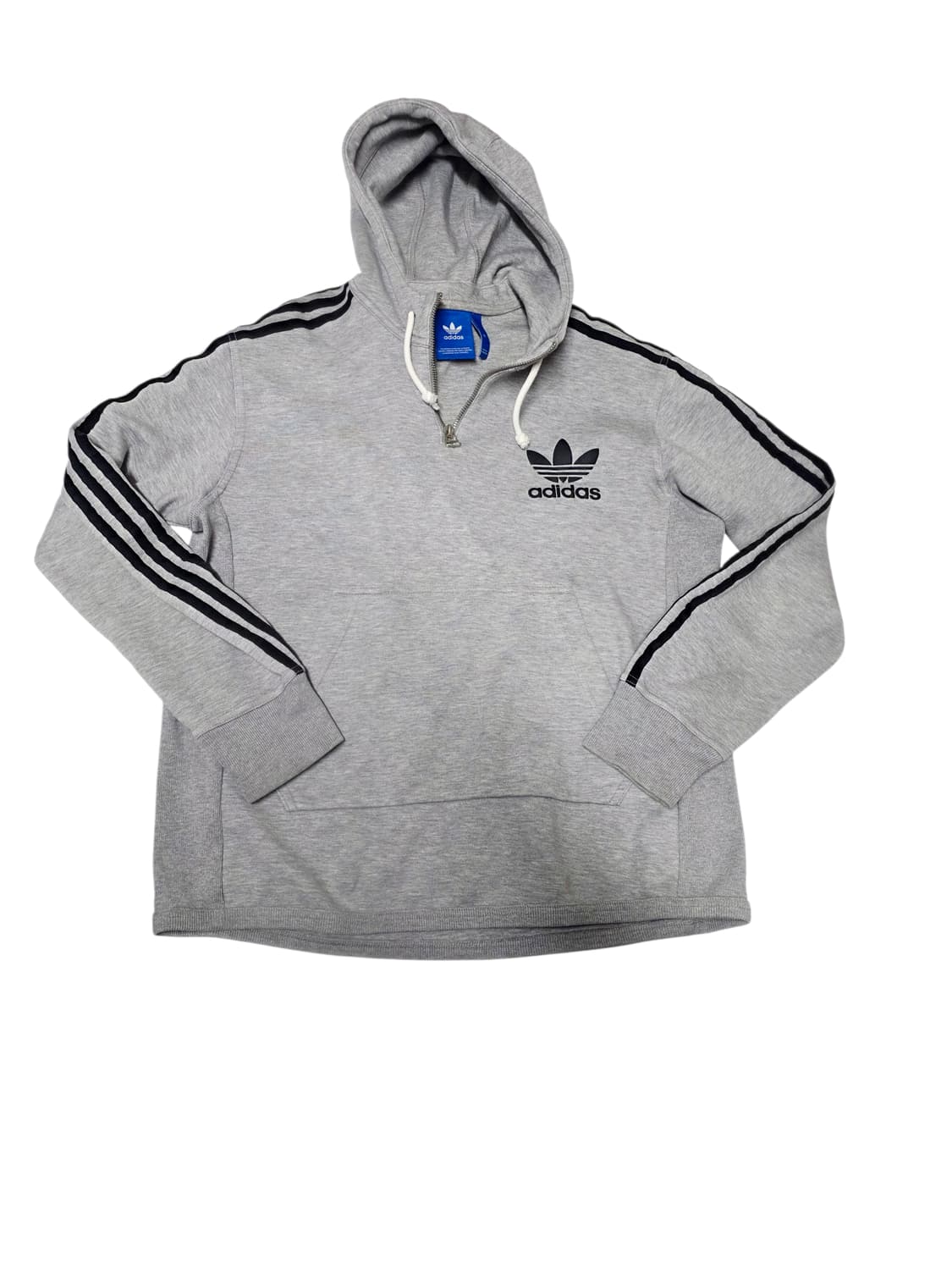 [아디다스] 유니크한 반집업 디자인 그레이 트레포일 후드티 XL (실측M 상품이미지1