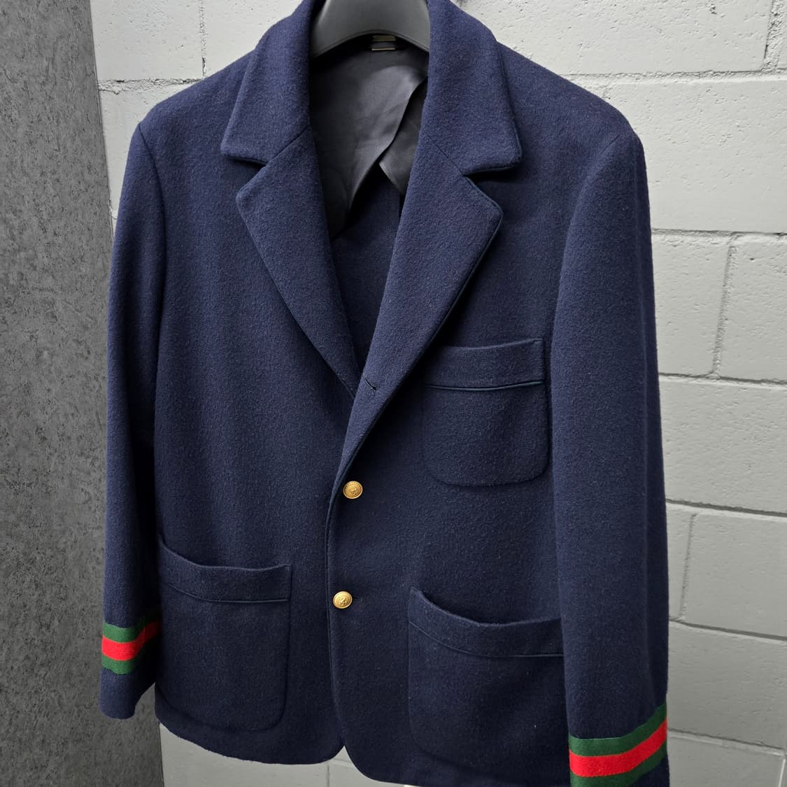 구찌 금장 삼선 스트라이프 울 블레이저 자켓 46 상품이미지1