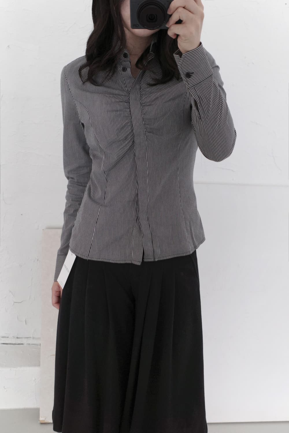naracamicie) stripe shirring shirt  상품이미지6