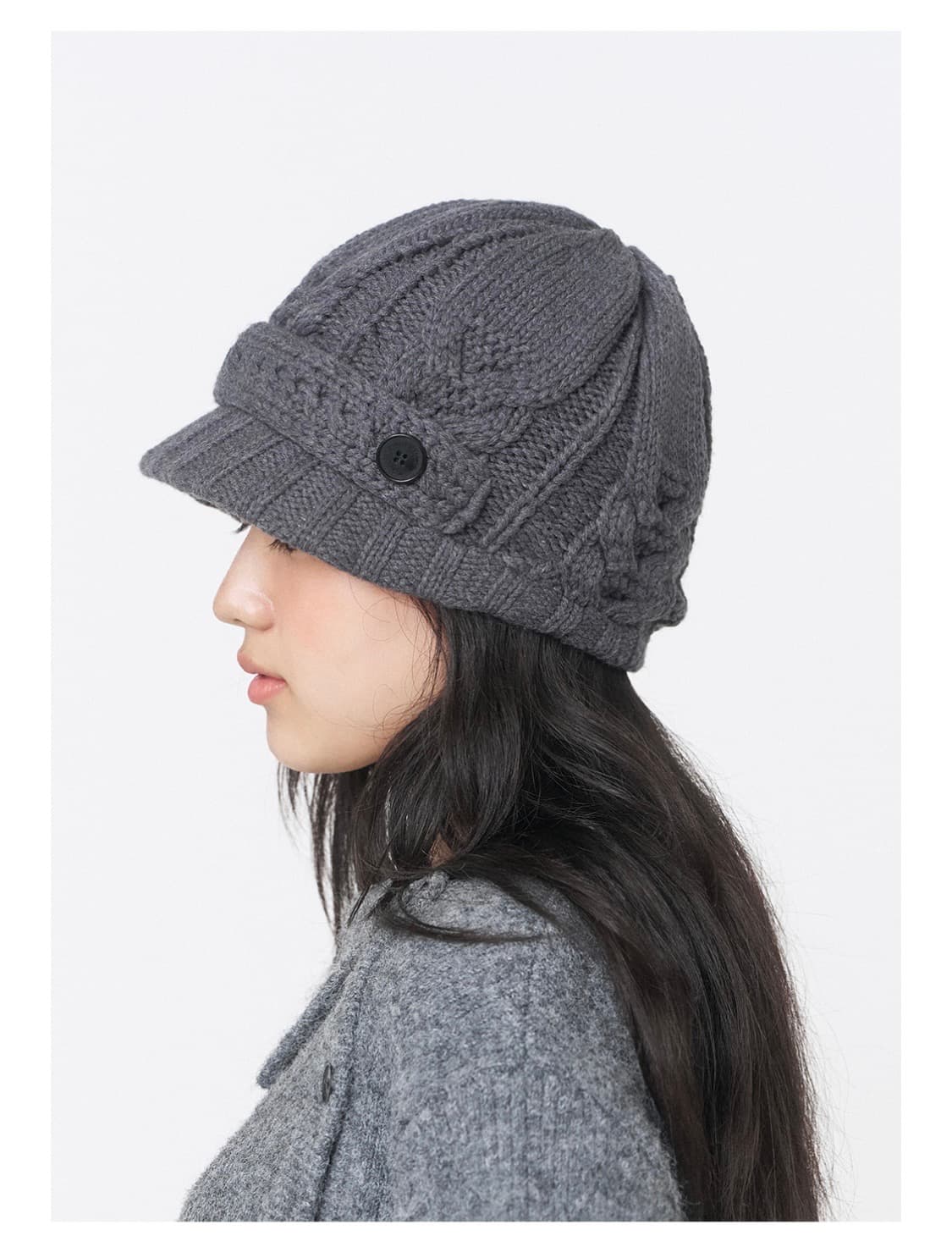 미세키서울 케이블 니트 베레모 그레이 상품이미지3