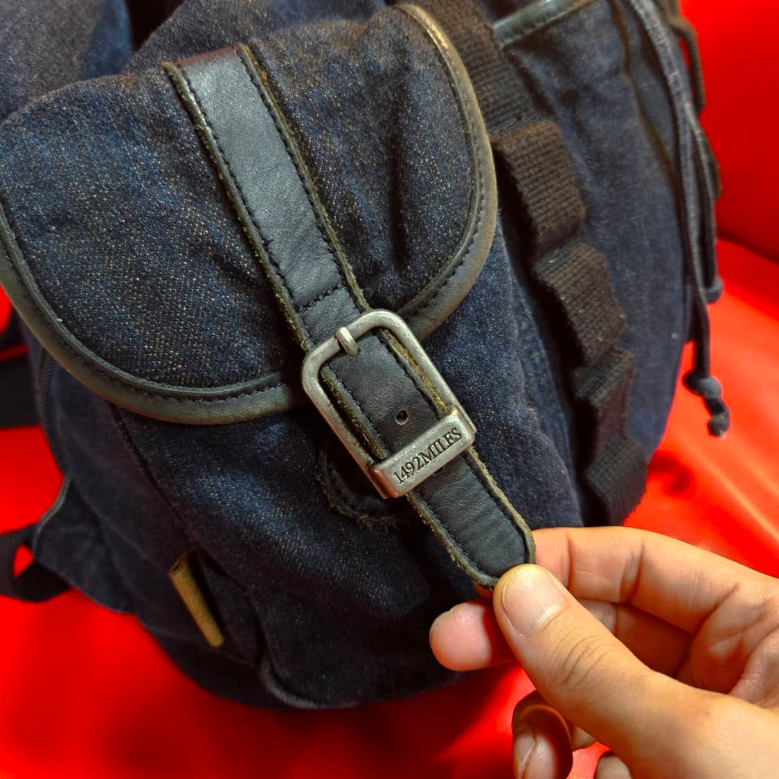 1942Miles 00's Deep Blue denim 멀티 포켓 백팩 상품이미지3