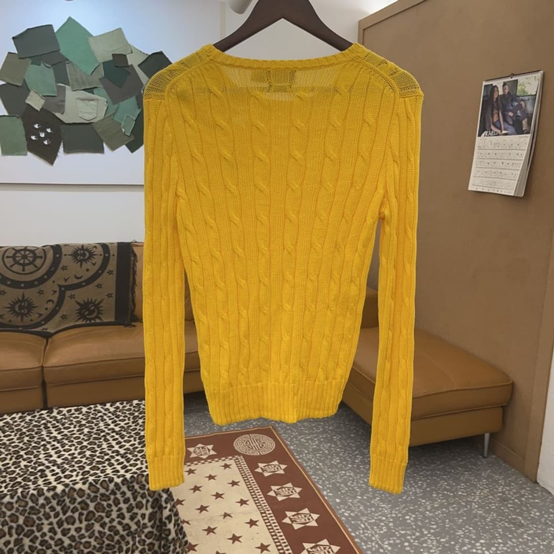 폴로 랄프로렌 레트로 빈티지 옐로우 꽈배기 니트 M C08961 상품이미지4