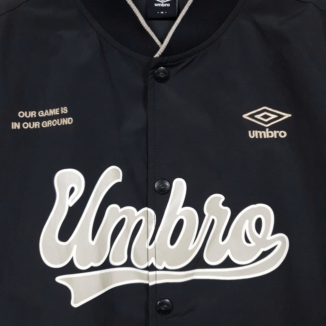 엄브로 신형 23ss 프레피 옥스포드 바시티 자켓 빅로고 버튼 블루종 상품이미지6