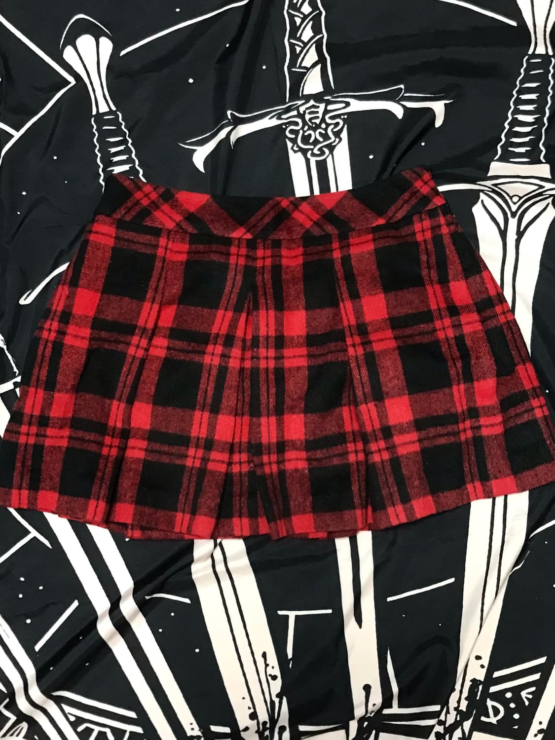 빈티지 체크 패턴 레드 스커트 상품이미지1