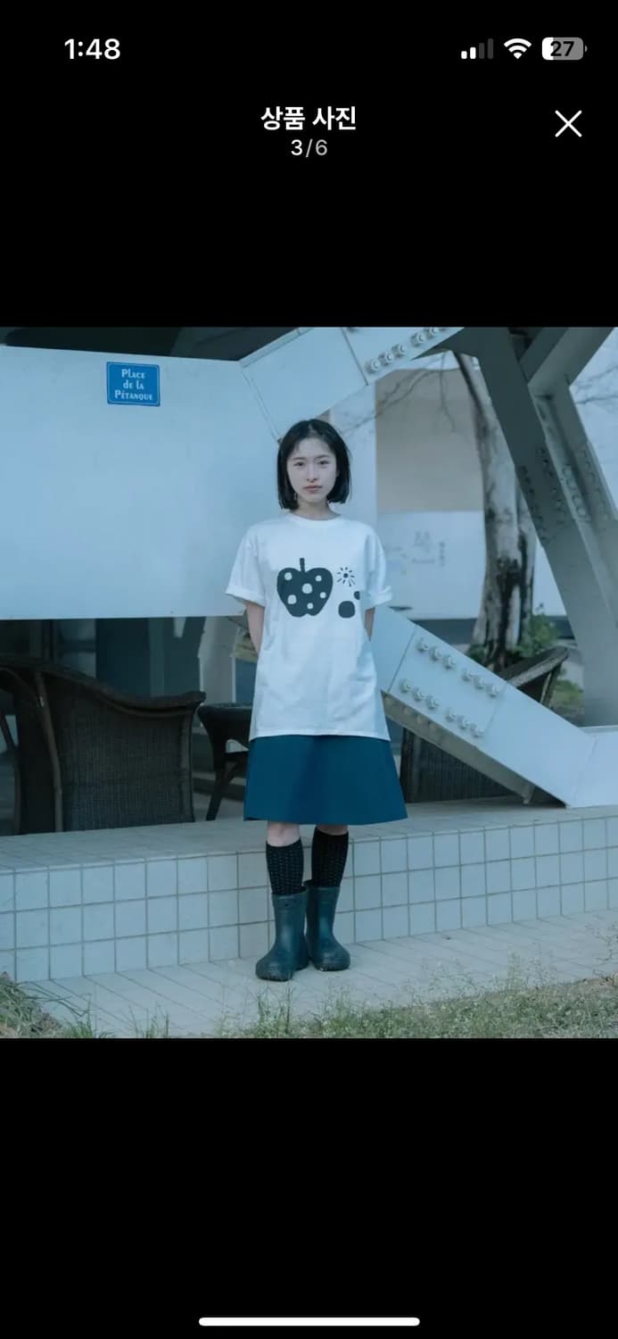 오헤시오 애플 도트 오버핏 티셔츠 상품이미지3