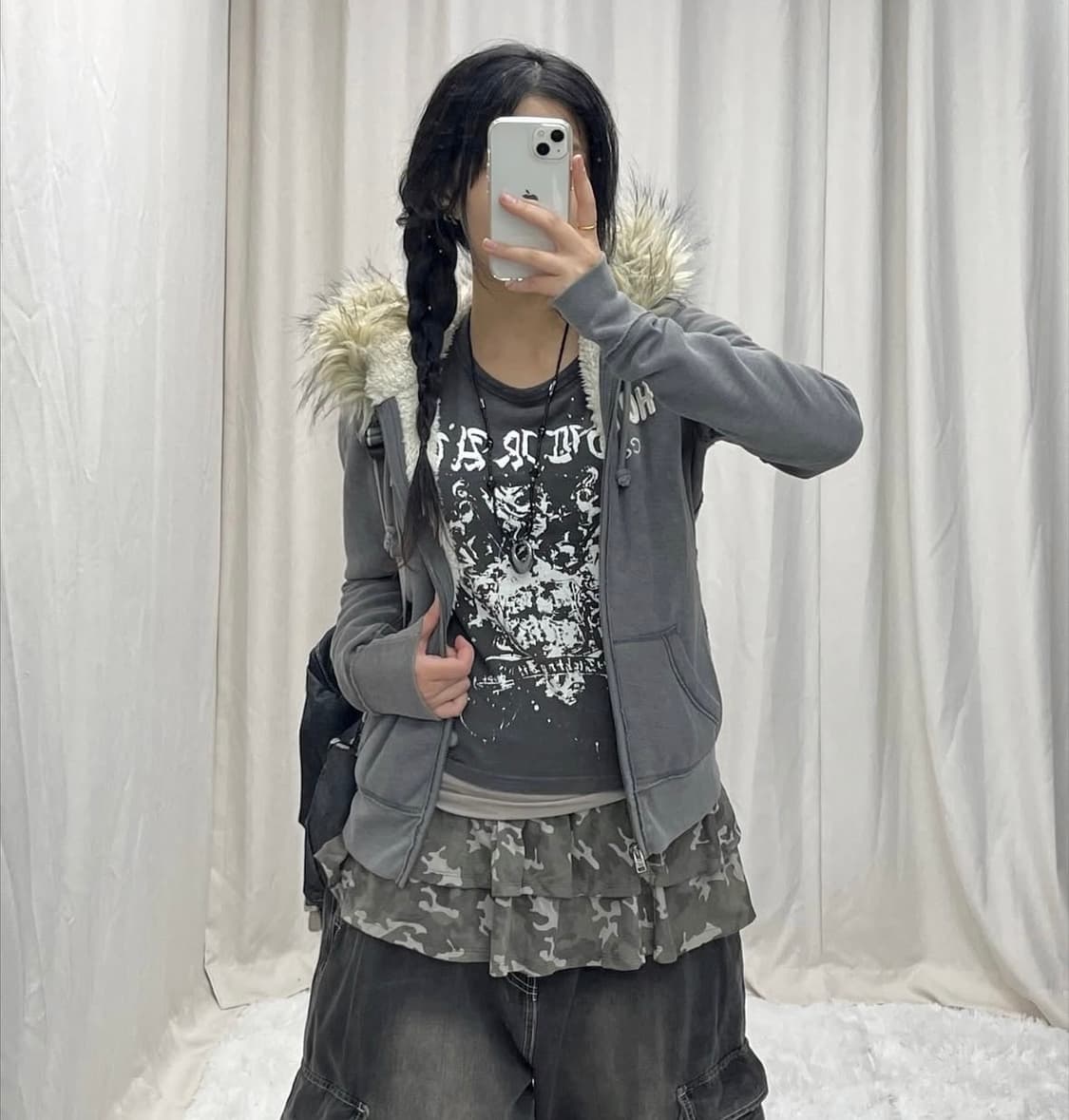 00s 홀리스터 레터링 패치 울프죠 퍼 후드집업 빈티지 펑크 록 상품이미지2