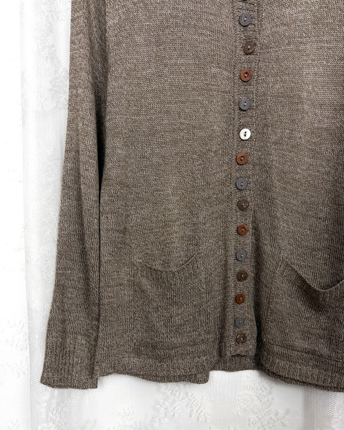 Button-front henley knit cardigan(brown) 상품이미지3