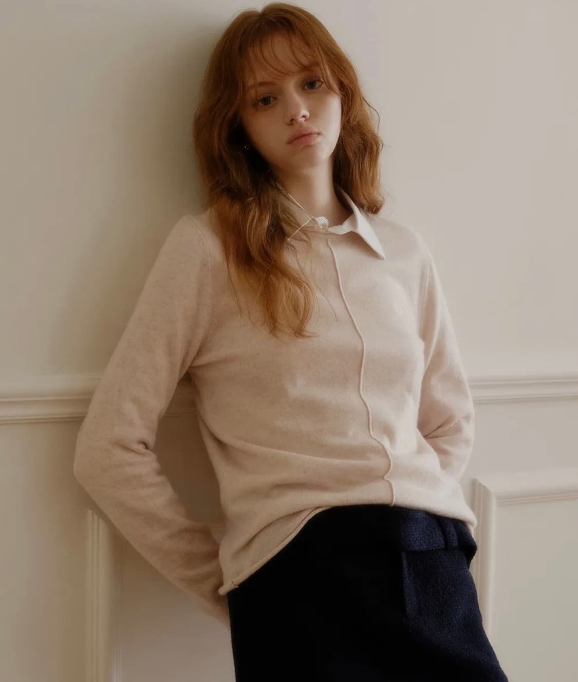 PLAC 플랙 리니어 라운드넥 니트 라이트 핑크 상품이미지2