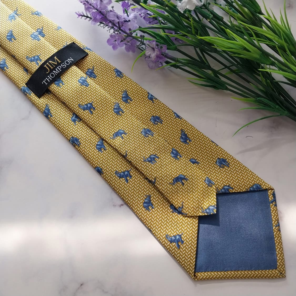 짐톰슨 실크 옐로우 코끼리 패턴 넥타이 9.5cm A+등급 K1307
 상품이미지9