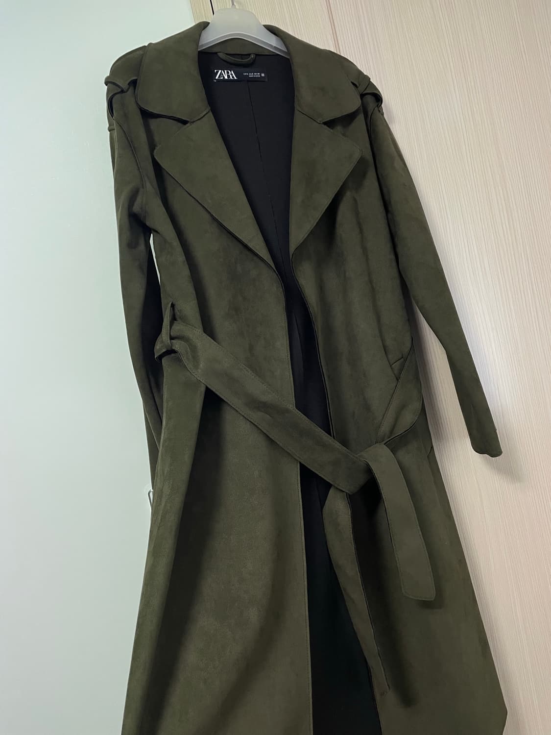 자라 스웨이드 트렌치코트 카키 55 상품이미지5