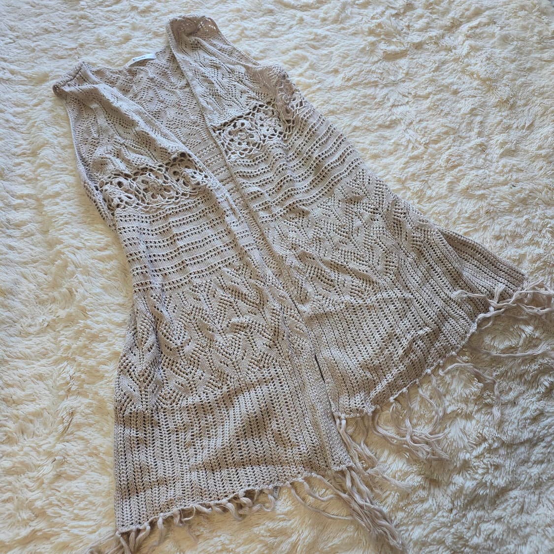 빈티지 히피 페어리 크로쉐 레이어드 나시 가디건 상품이미지1