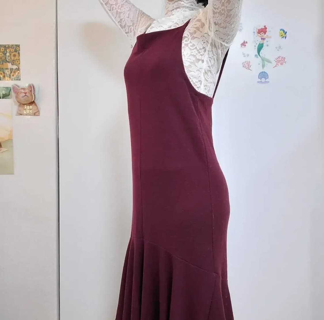 레드 뷔스티에 언발란스 원피스 상품이미지2