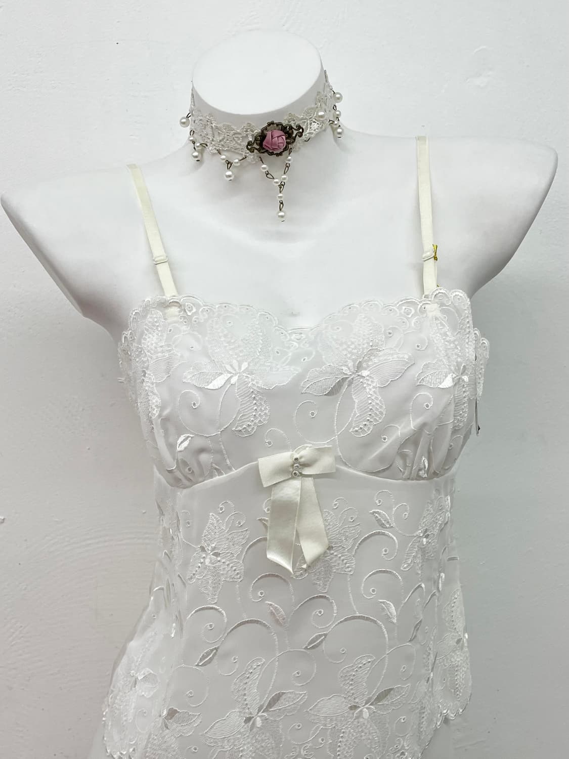 화이트페어리 자수 리본 슬립 상품이미지2