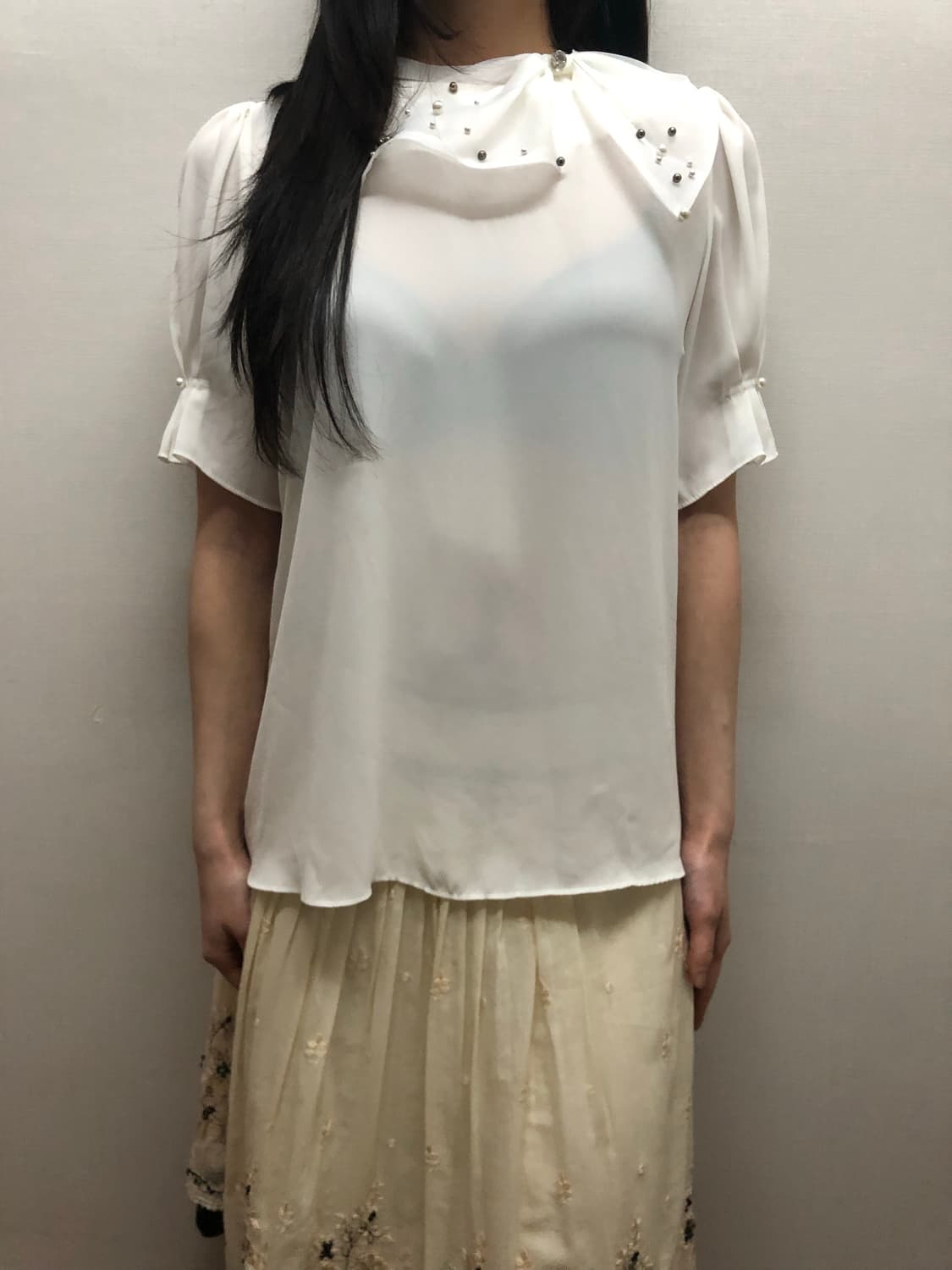 빈티지 화이트 리본 블라우스 상품이미지5