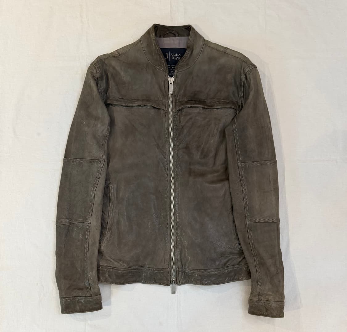아르마니 진스 양가죽 빈티지 워싱 블루종 가죽자켓 상품이미지1