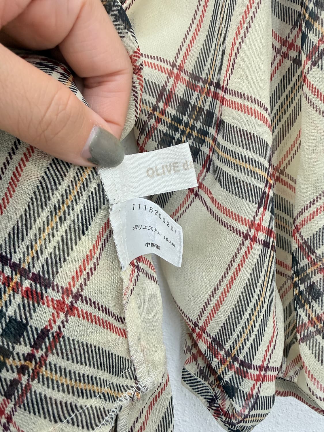 빈티지 olive des olive 체크 시스루 프릴 블라우스 상품이미지5