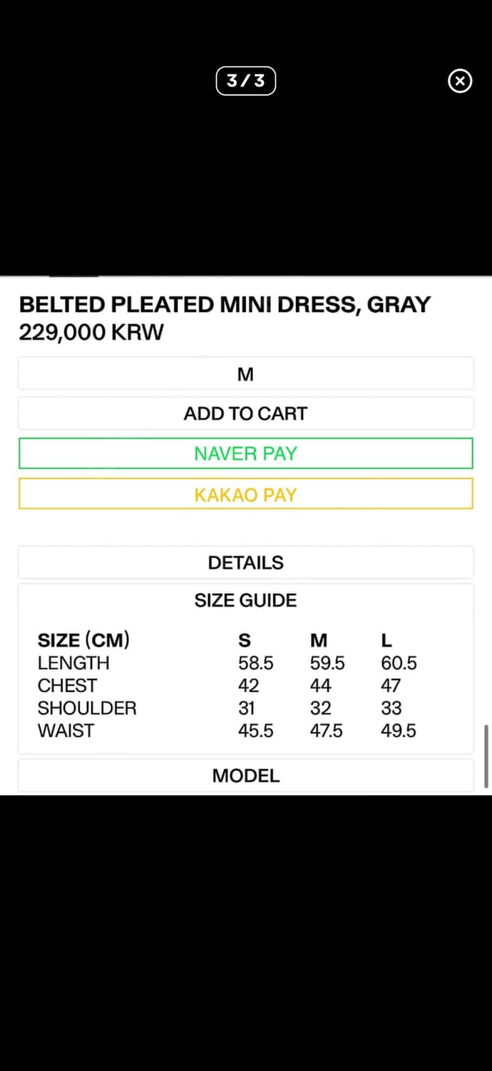오픈와이와이 BELTED PLEATED MINI DRESS, GRAY 상품이미지3
