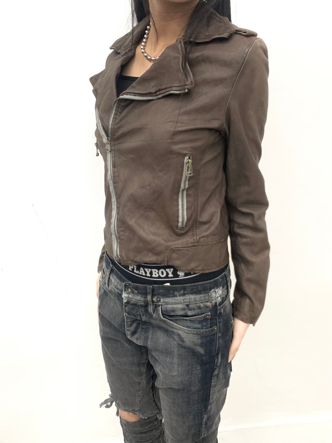 Mocha brown Italian lambskin rider jacke 상품이미지2