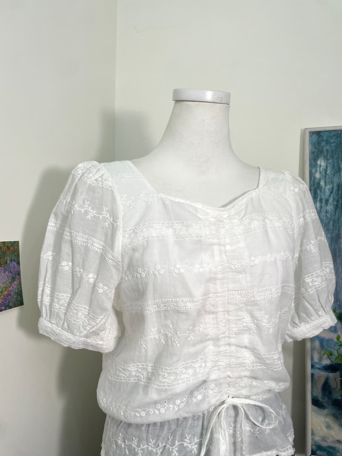 INGNI white lace cotton shirring princes 상품이미지7