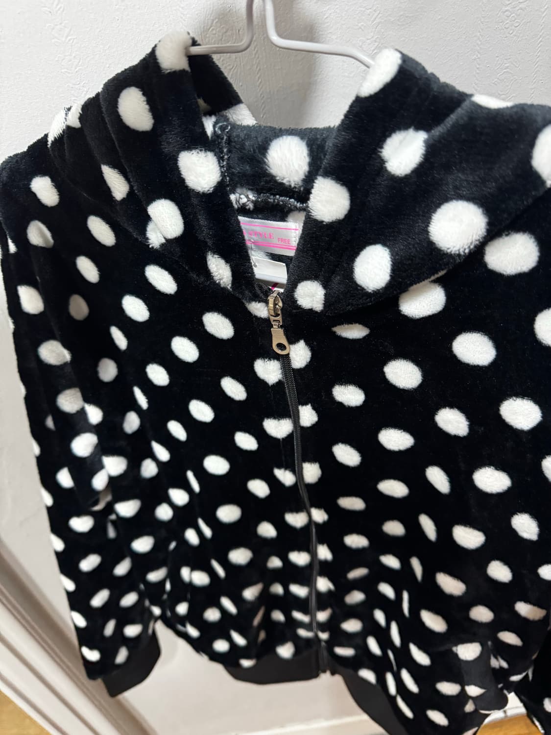 빈티지 도트후리스 후드 집업 새상품 상품이미지2