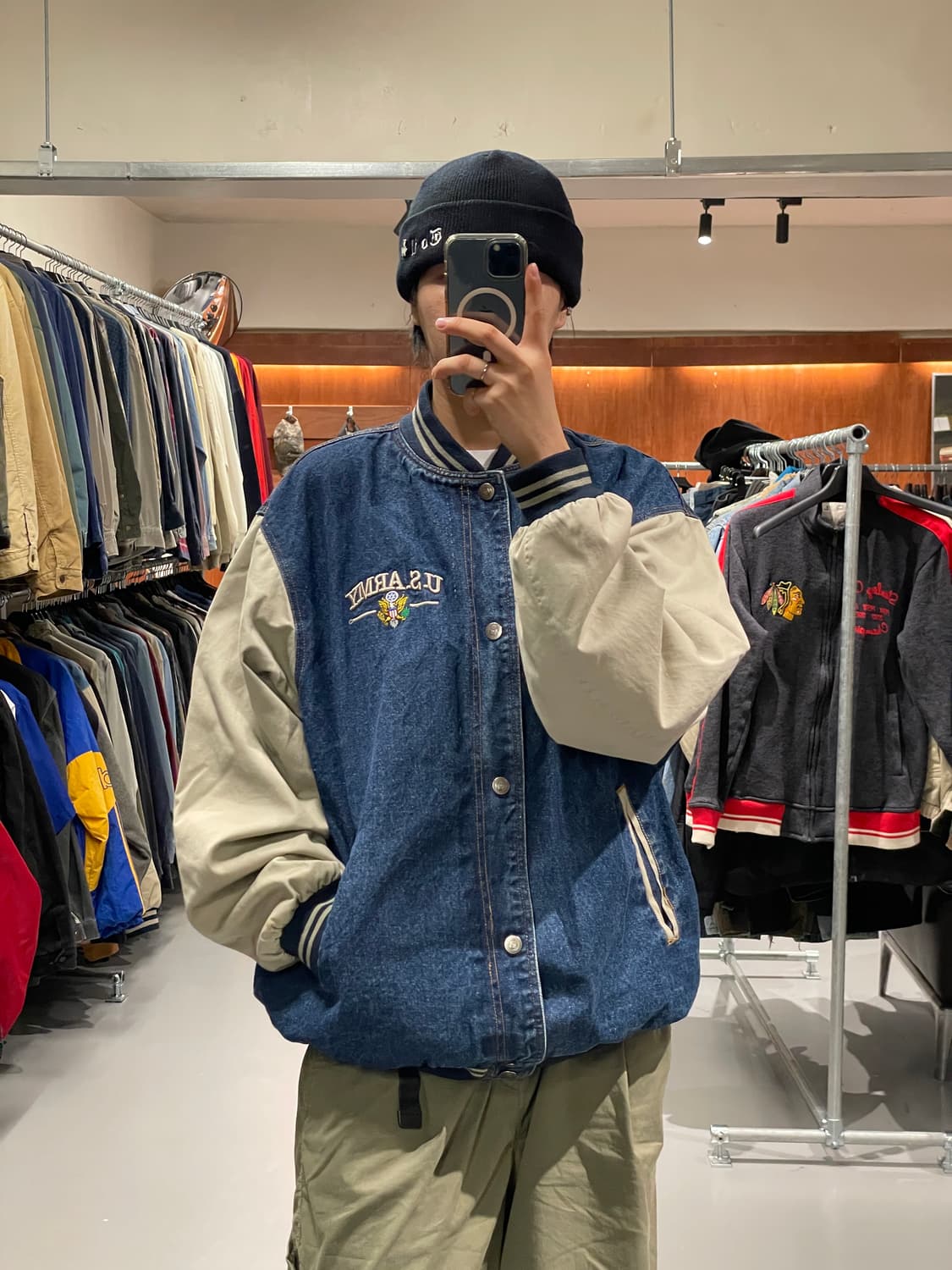 90s 데님 베이스볼 자켓 상품이미지1