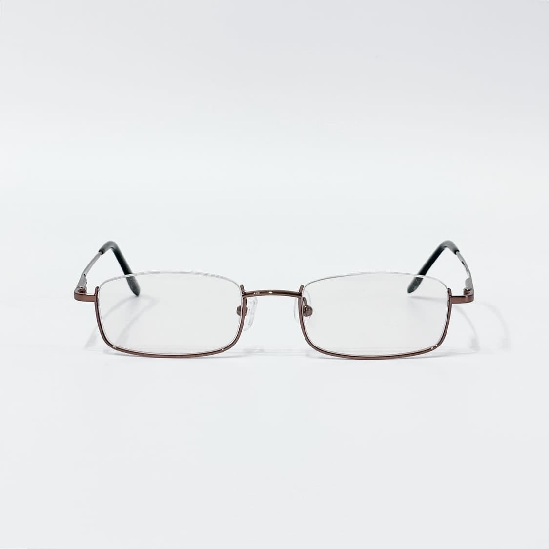 브라운 스퀘어 메탈 언더림 데드스탁 빈티지안경 상품이미지1