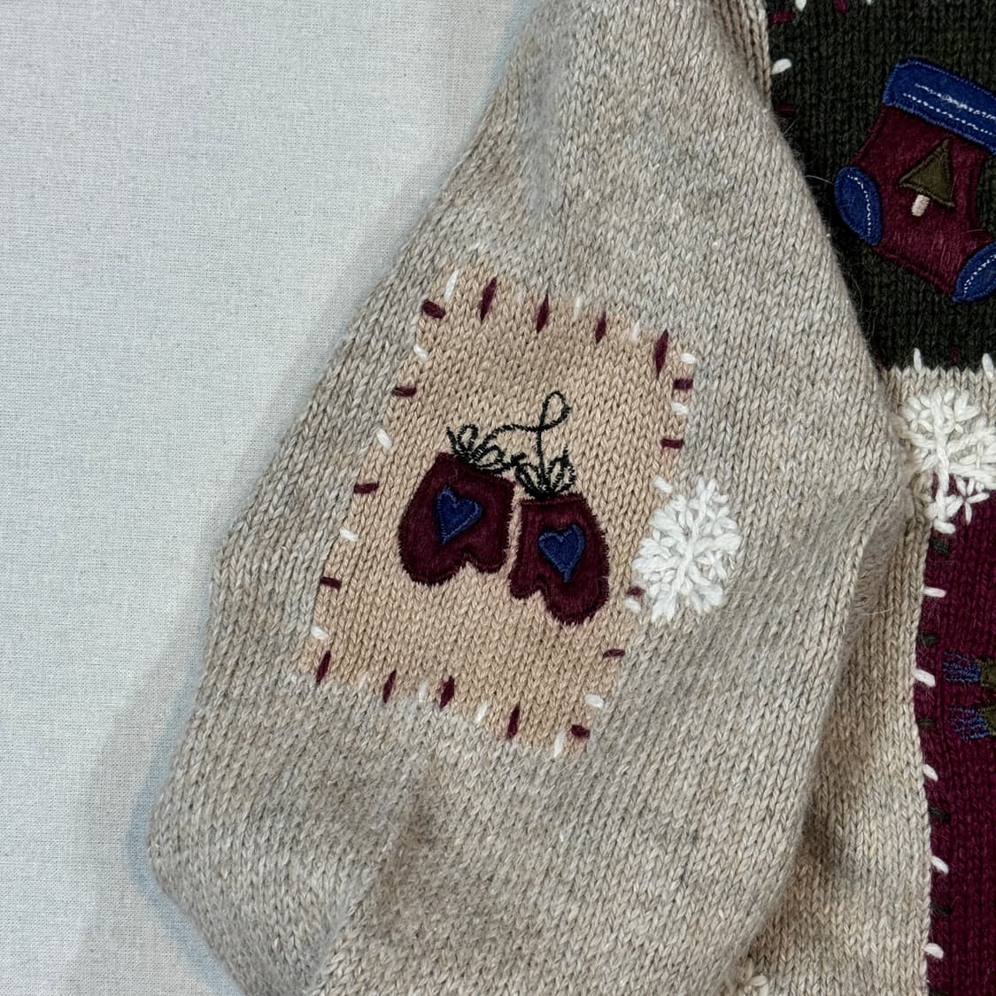 S) Croft & Barrow 앙고라 혼방 눈사람 자수 가디건 상품이미지6